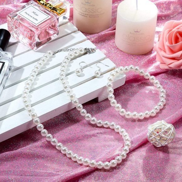 Jewelry - New Faux Pearl Jewelry Set Simulated Pearl Necklace Bracelet Earrings fo…